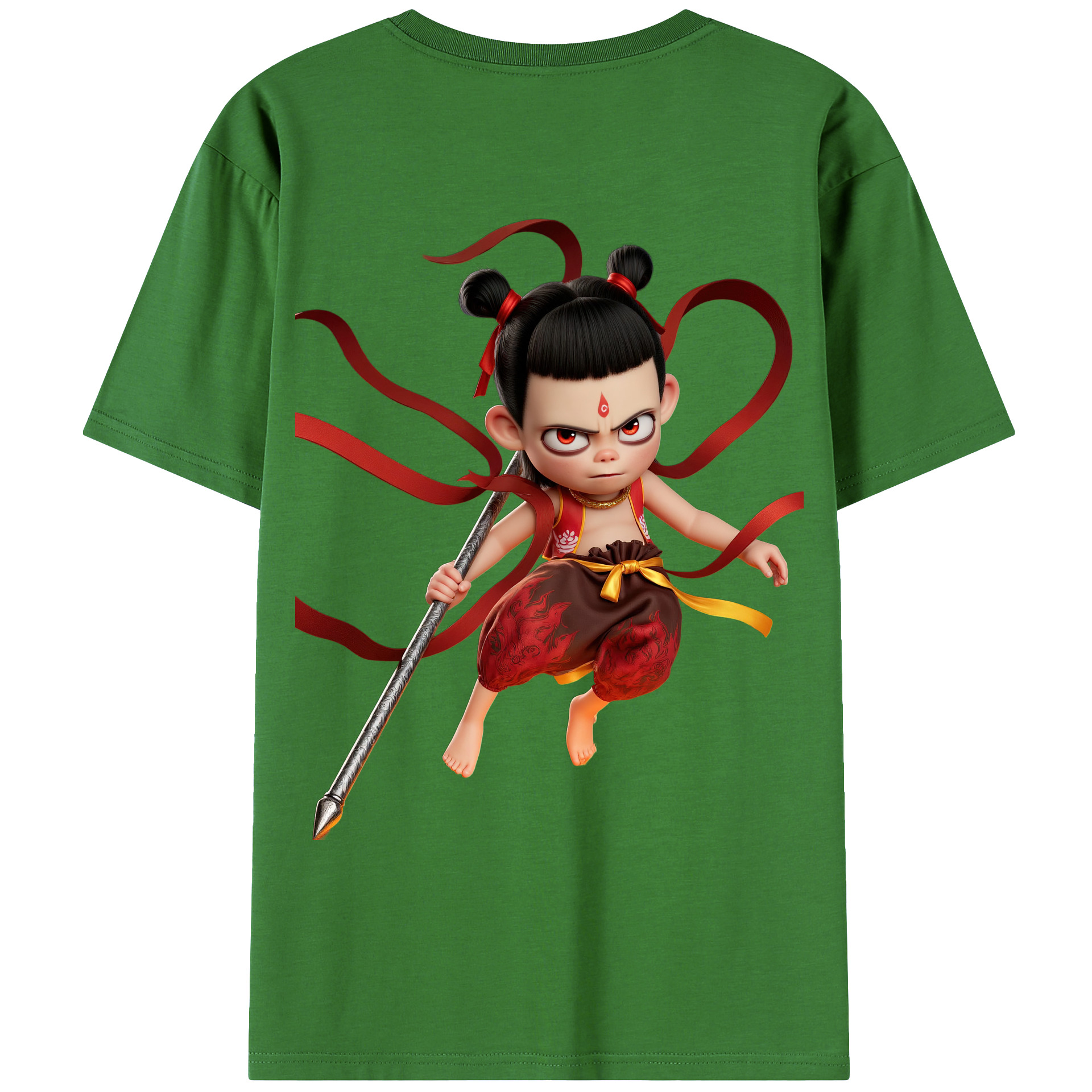 （画像用） Ne Zha 2 ナタ 魔童の大暴れ レディース半袖Tシャツ(バックプリント)